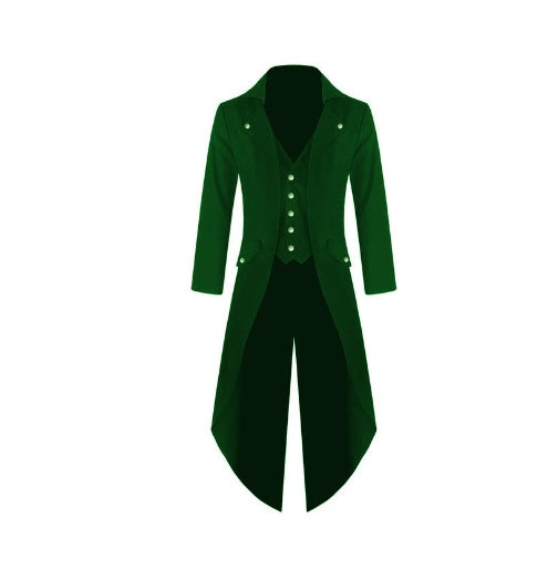Men's Long-sleeved Solid Color Button Irregular Men's Tuxedo