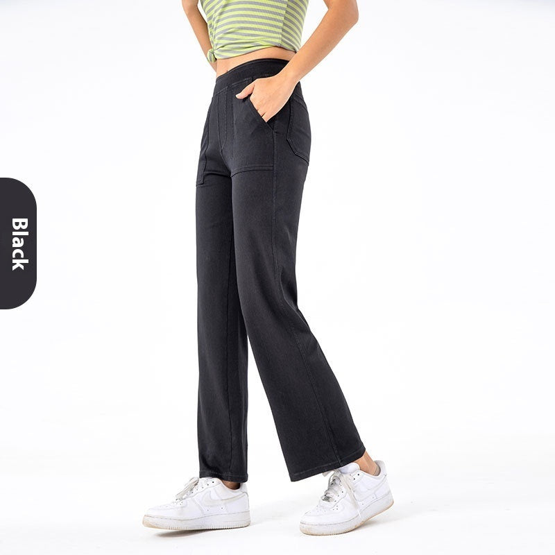 Cargo Jeans til Kvinder Retro Høj Talje Lige Brede Ben