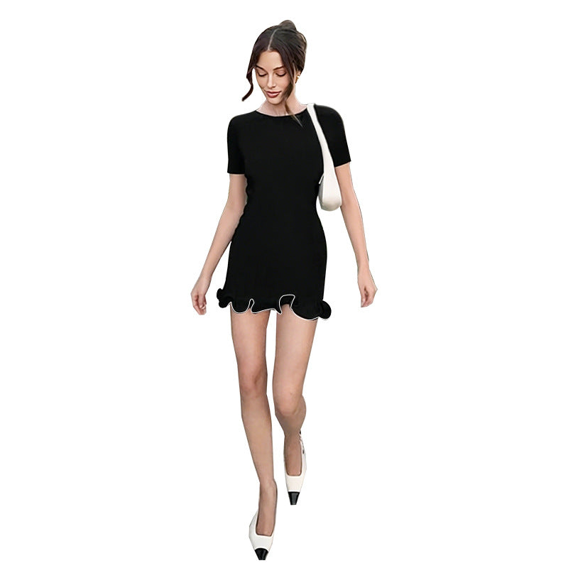 Sexy Contrasting-Color Ruffled Flare Dress For Bold Sassy