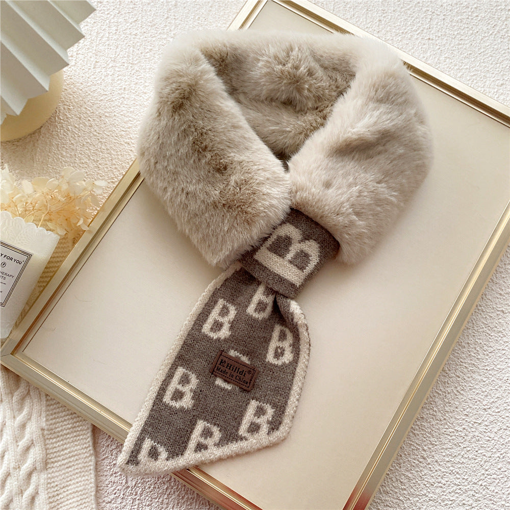 Collar Rex Rabbit Fur Winter Cross Scarf