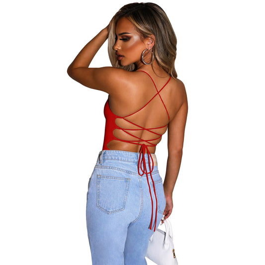 Cross Strap Jumpsuit European And American Temperament To Wear Tight Bodysuit