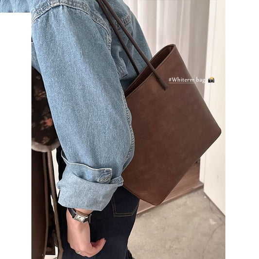 Retro Minimalist Tote Bag Versatile Large-capacity Shoulder Bag