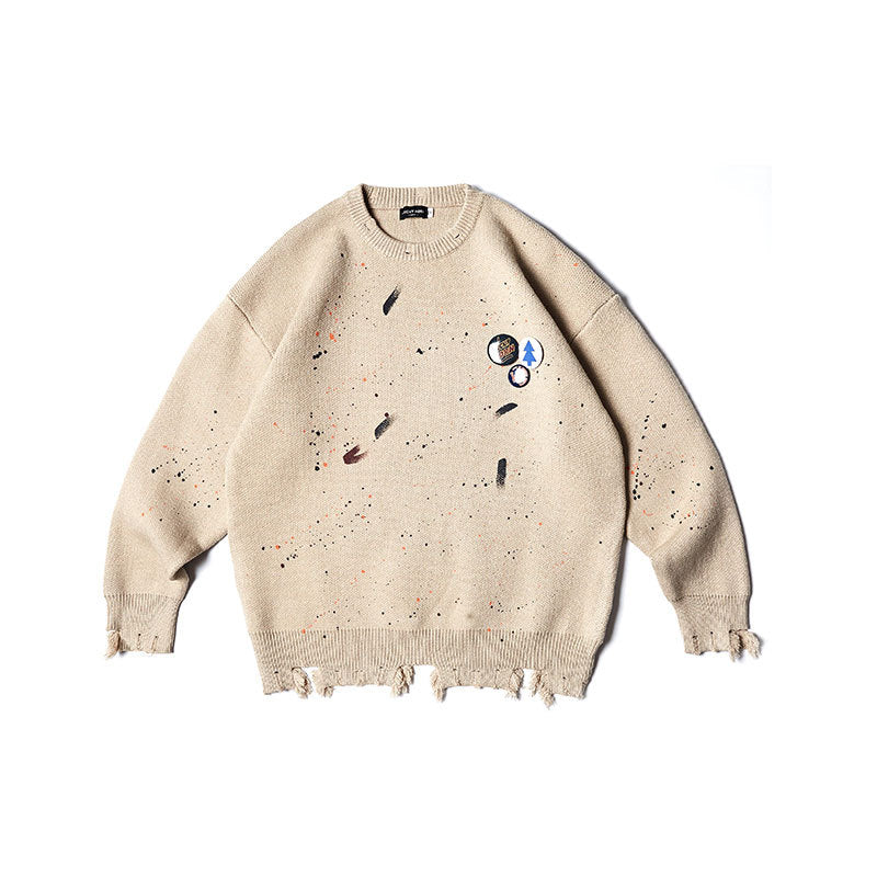 Paint Splash-ink Casual Round Neck Sweater Men's And Women's Sweaters