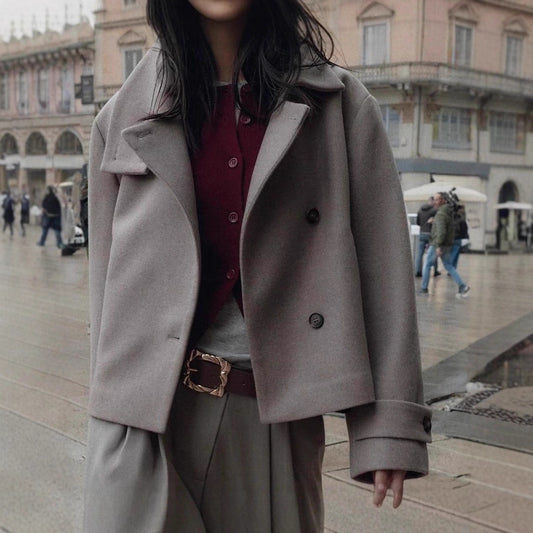 Women's Loose Casual Minimalist Long Sleeve Button-up Stand Collar Jacket