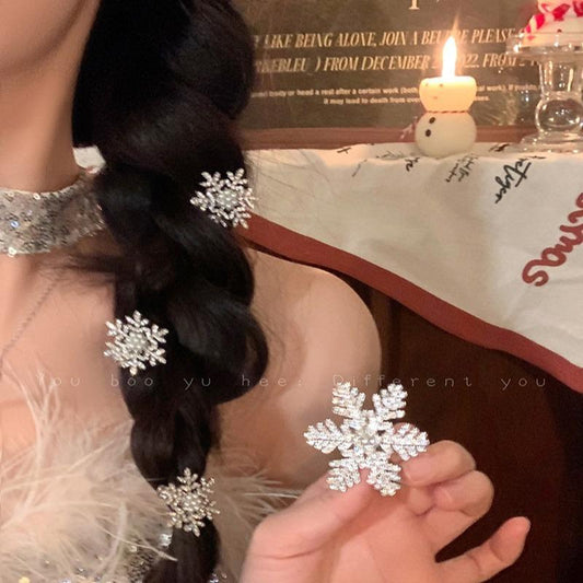 Krystal Snefnug Perle Hårklemme Vinter Piger Små Søde Hårnåle Kvinder Mode Retro Blomster Hårside Hovedbeklædning Tilbehør Hårsmykker
