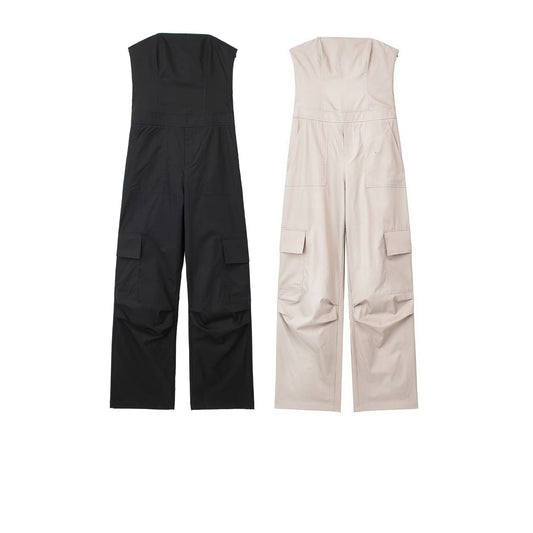 Off Shoulder Design Long Workwear Jumpsuit