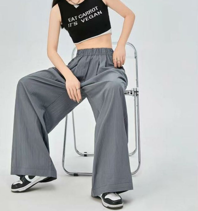 Summer High Waist Thin Man Drooping Lazy Narrow Version Of Wide Leg Pants Drooping