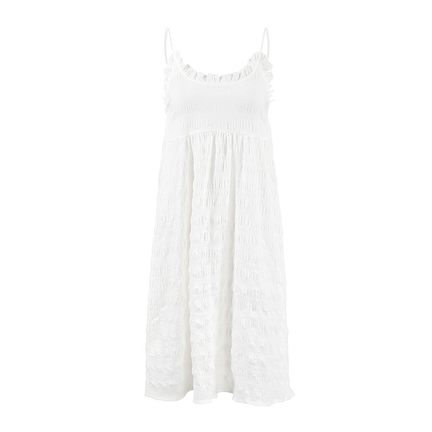 Womens Strappy Backless Nightdress With Ruffled Hem Loungewear