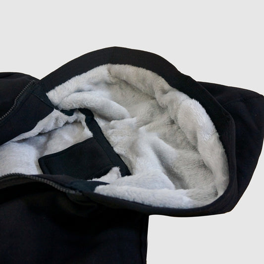Autumn And Winter Hooded Side Seam Pocket Plush Collarless Coat