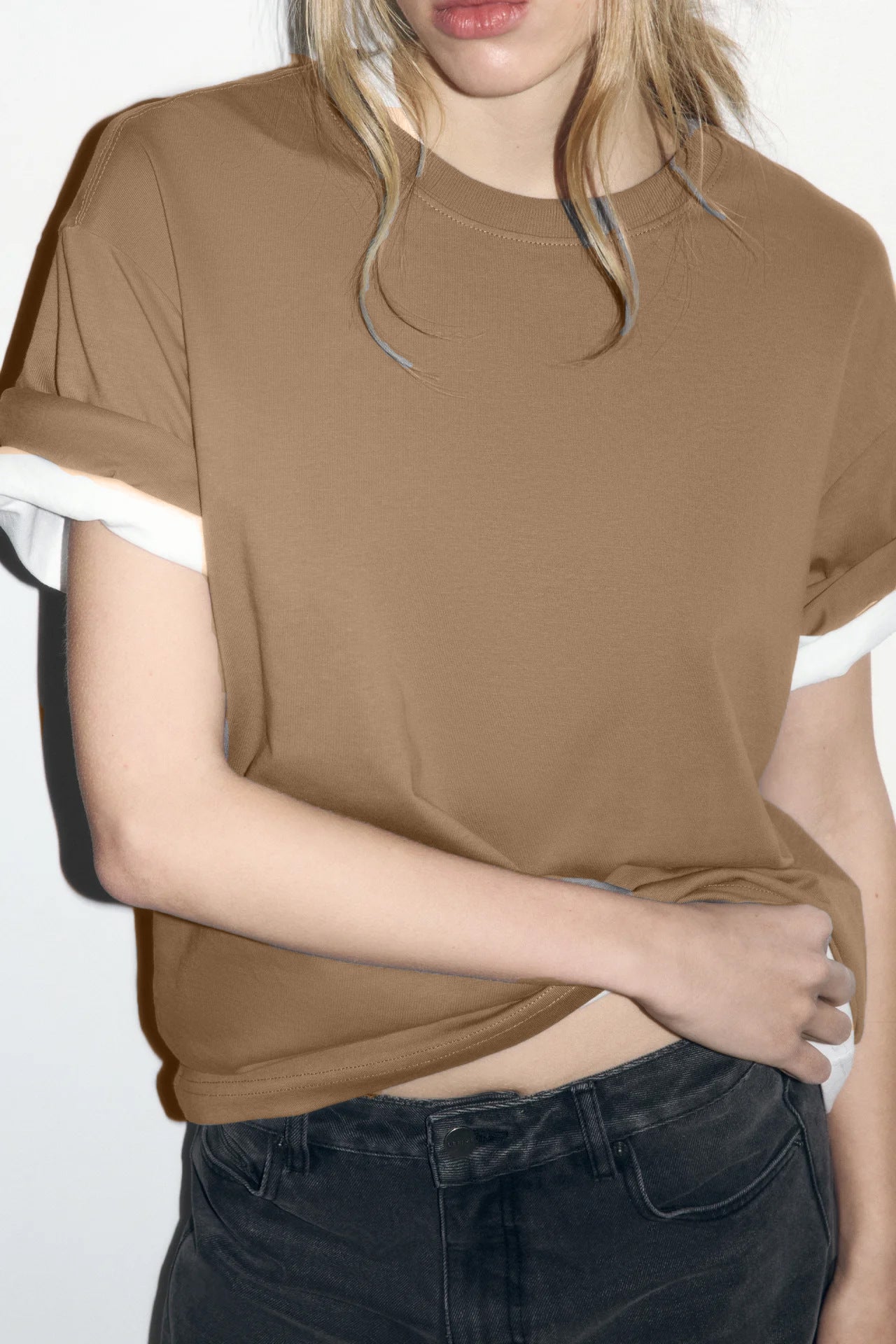 Arrival Cotton Crew-Neck Solid-Color Versatile T-Shirt