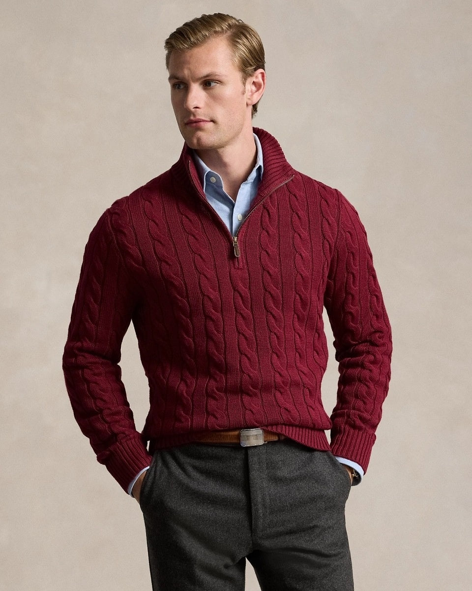 Men's Half-height Zip Twist Knit Bottoming Shirt