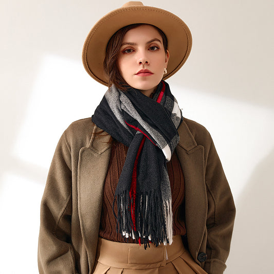 Imitation Cashmere Scarf Sweet Striped Shawl To Keep Warm