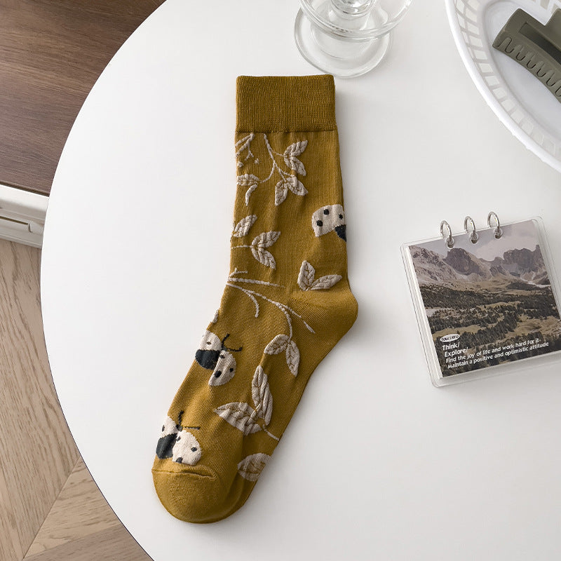 Retro Artistic Personality Flower Mushroom Tube Socks