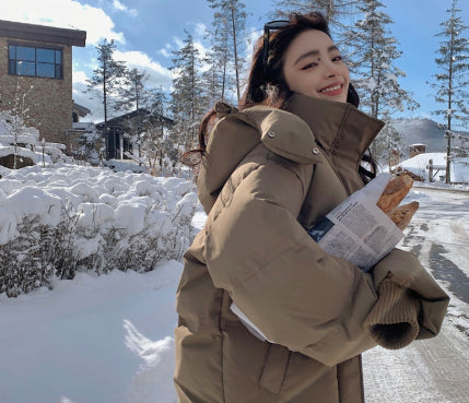 Gray With Heart Short Down Jacket Plus Size Women's Bread Coat