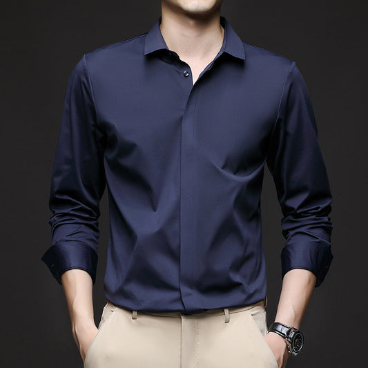 Formal Wear Seamless Ice Silk Shirt Half Sleeve Cardigan