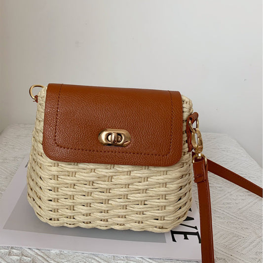One-shoulder Crossbody Woven Bag All-match Special-interest Design Rattan