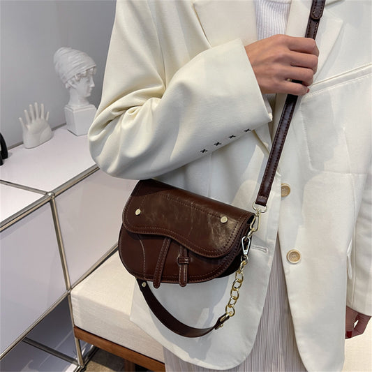 Saddle Bag Pure Color Personality Simple Western Style Trendy Lady