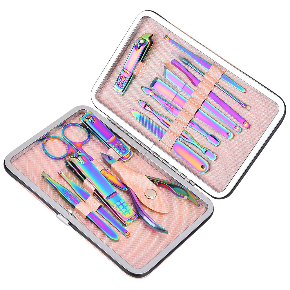 15-piece Colorful Manicure Tool Set Symphony Stainless Steel
