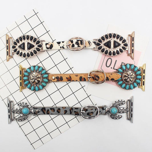 Leopard Print True Horsehair Watchband Multicolor