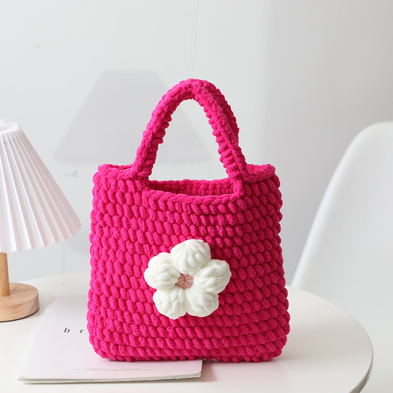 Hand Knitted Thick Wool Crochet Tote Bag