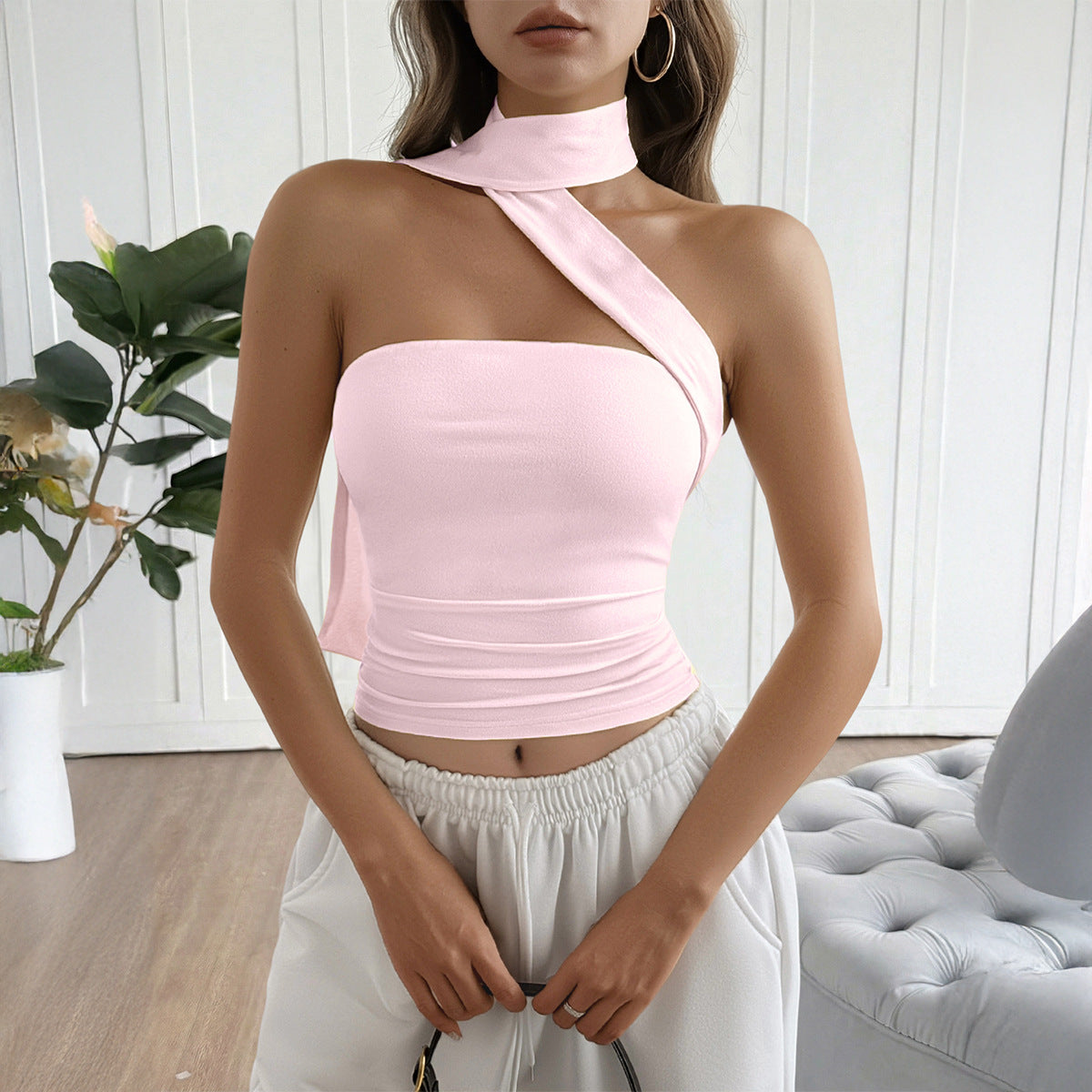 Spicy Girl Style Fashion Neck Gaiter Tube Top Bustier Top