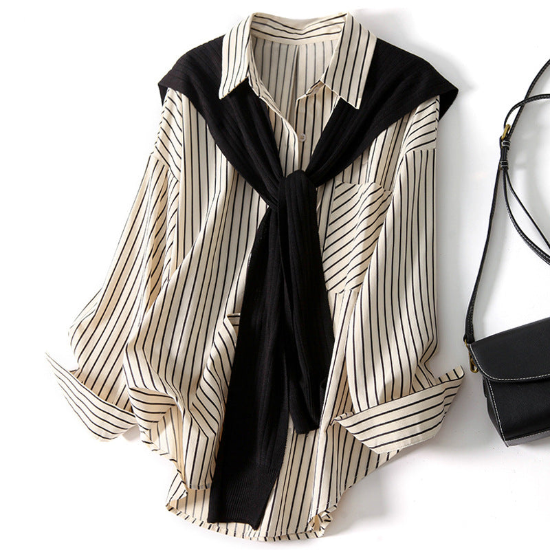 Shawl Design Niche Striped Shirt