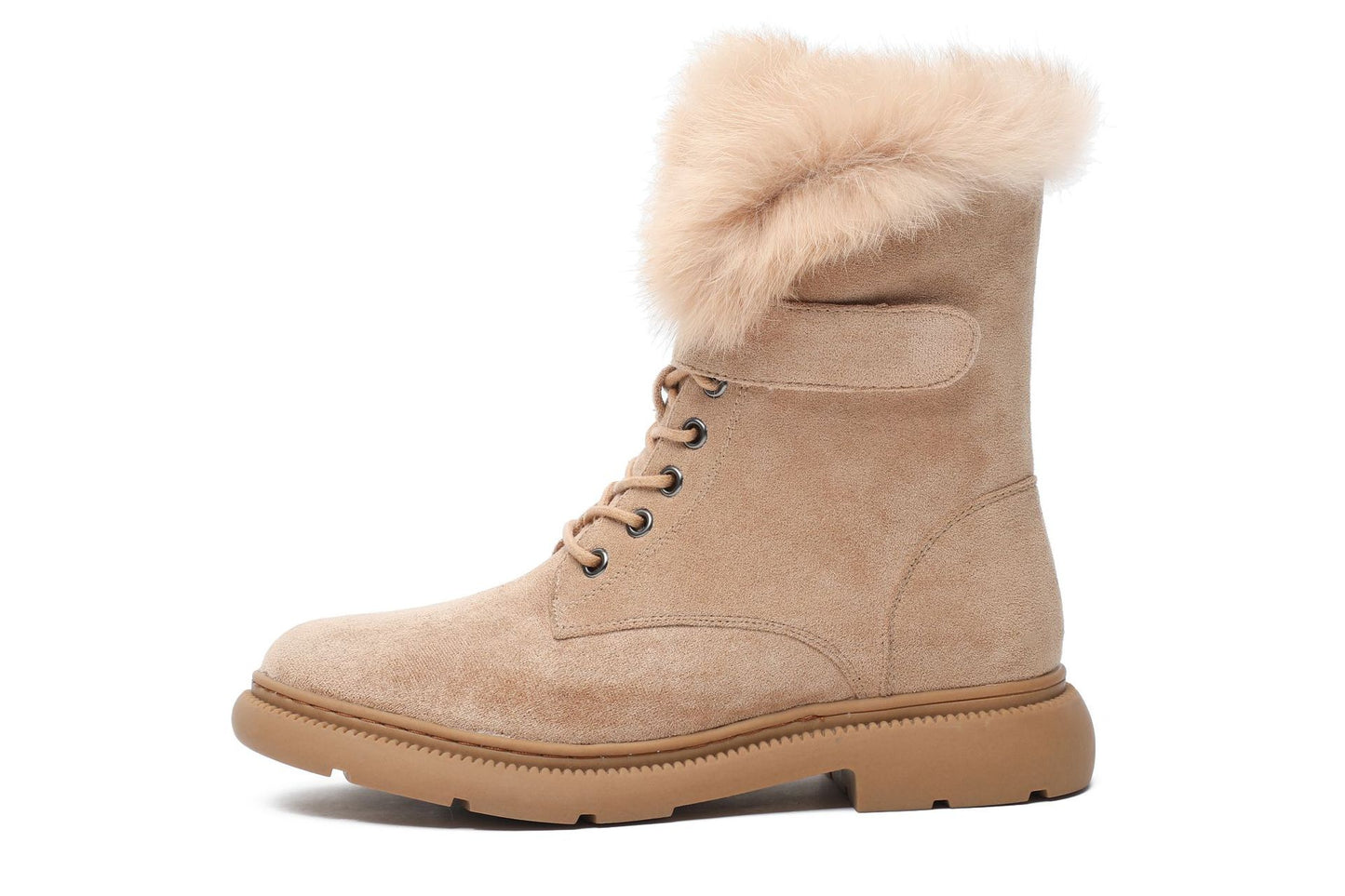 020 Winter British Snow Boots Women Plus Velvet Thick Rabbit Fur