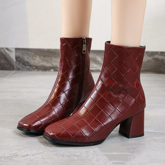 New British Style Foreign Trade Plus Size Fashion Short Boots Thick Heel Fashion Boots