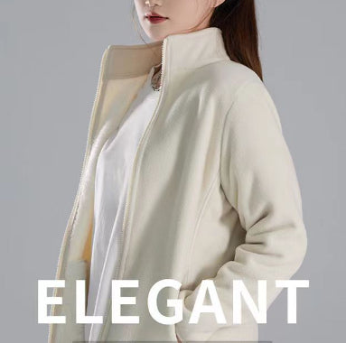 Dame efterårs- og vinterlammeuld stand-up krave cardigan sweatshirt