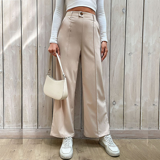 Women's Casual Slacks Splicing Straight-leg Pants