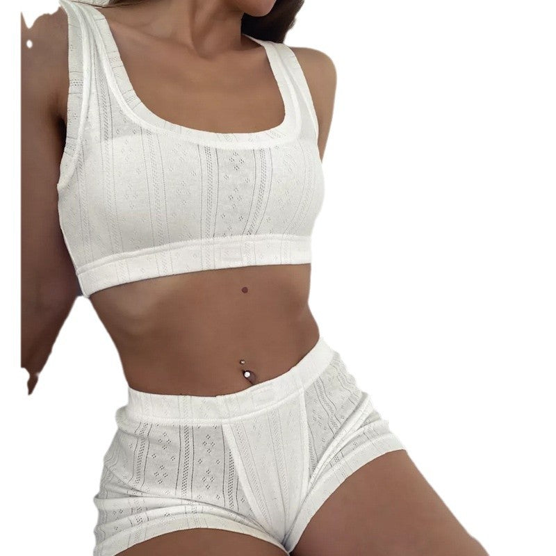 Women's Breathable Hollow-Out Jacquard Set