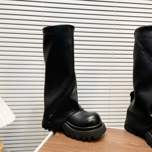 New Autumn Women's High Boots With Zippers And Thick Soles