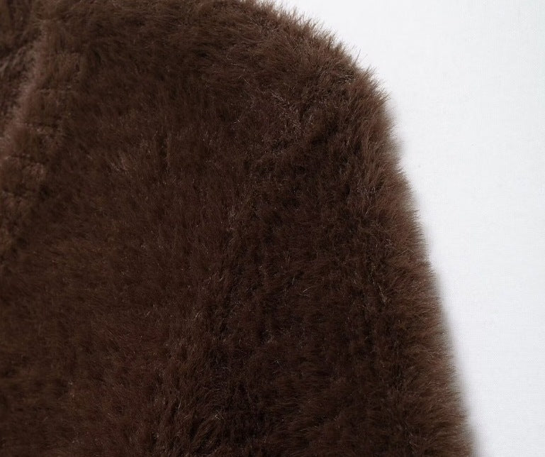 Women's Fashion Faux Fur Knitted Sweater