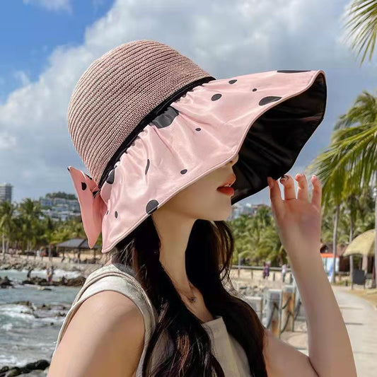 Women's Fashion Black Rubber Hollow Sunshade Fisherman's Hat