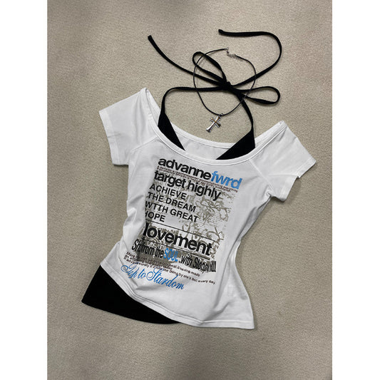 Women's American-style Vintage Letter Print Short-sleeved T-shirt Summer
