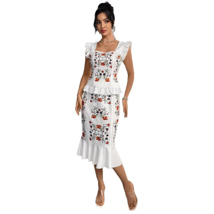 Women's Printed Top And Skirt