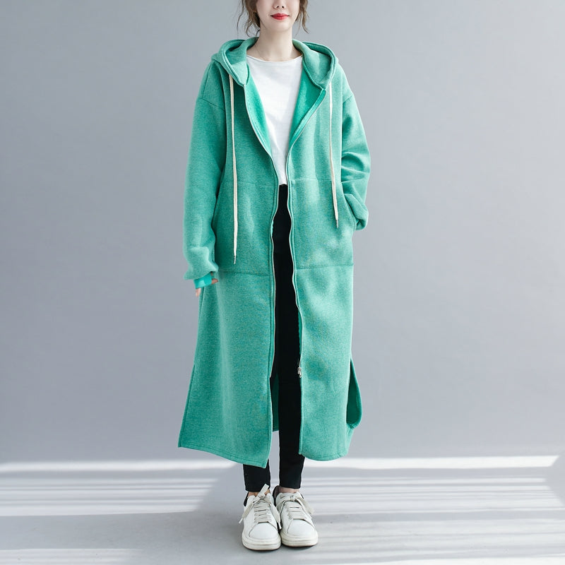 Dame Plus Size Foret Hættetrøje Frakke i Fleece