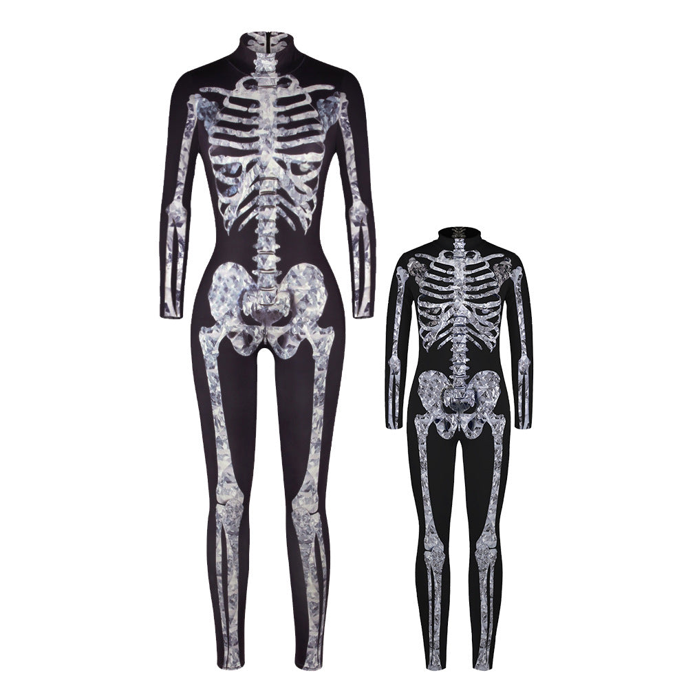 3D Skeleton Digital Printing Long-Sleeved Jumpsuit