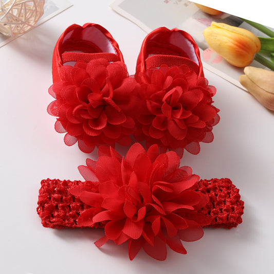 Baby Shoes Hair Band Set Cute Flowers Princess Shoes
