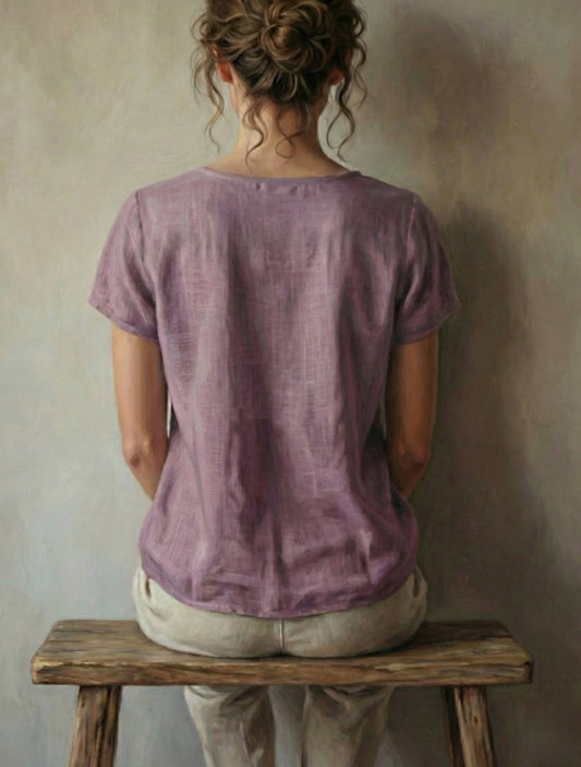 Ladies' Soft Mist Light Purple Short-Sleeve Top