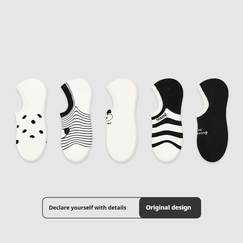 Thin Breathable Retro Color Matching Sweat Absorbing And Deodorant Ankle Socks