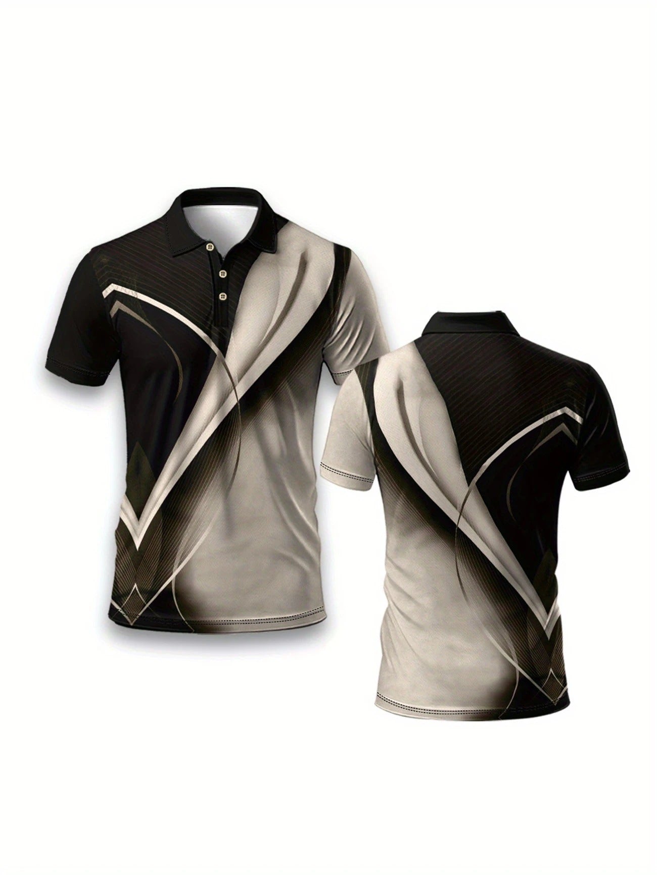 Mens Short Sleeve Athletic Top Breathable Printed With A Turn Down Collar