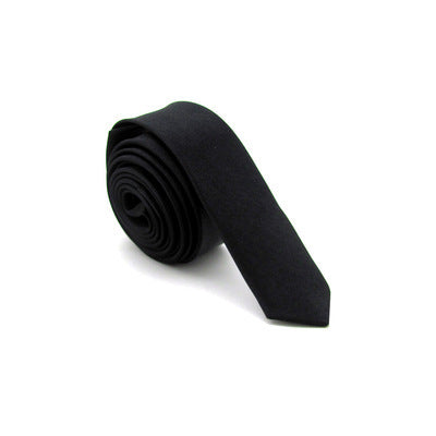 Narrow Tie Women's College Style Pure Black