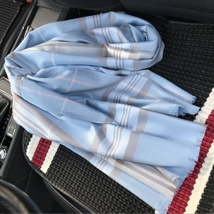 Fashion Plaid Cashmere Sjal Tofarvet Tørklæde