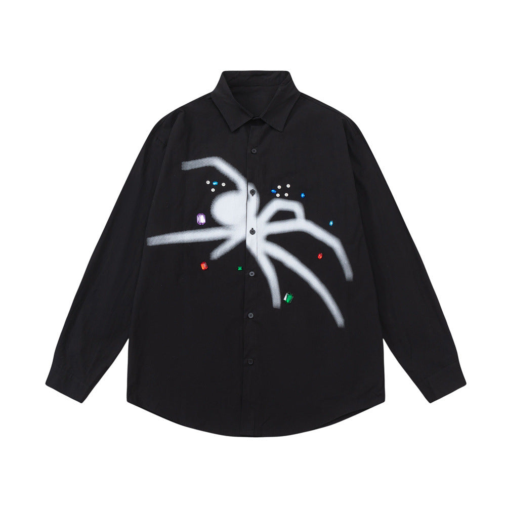 Men's High Street Hot Drilling Design Sense Niche Loose Spring And Autumn Shirt Coat