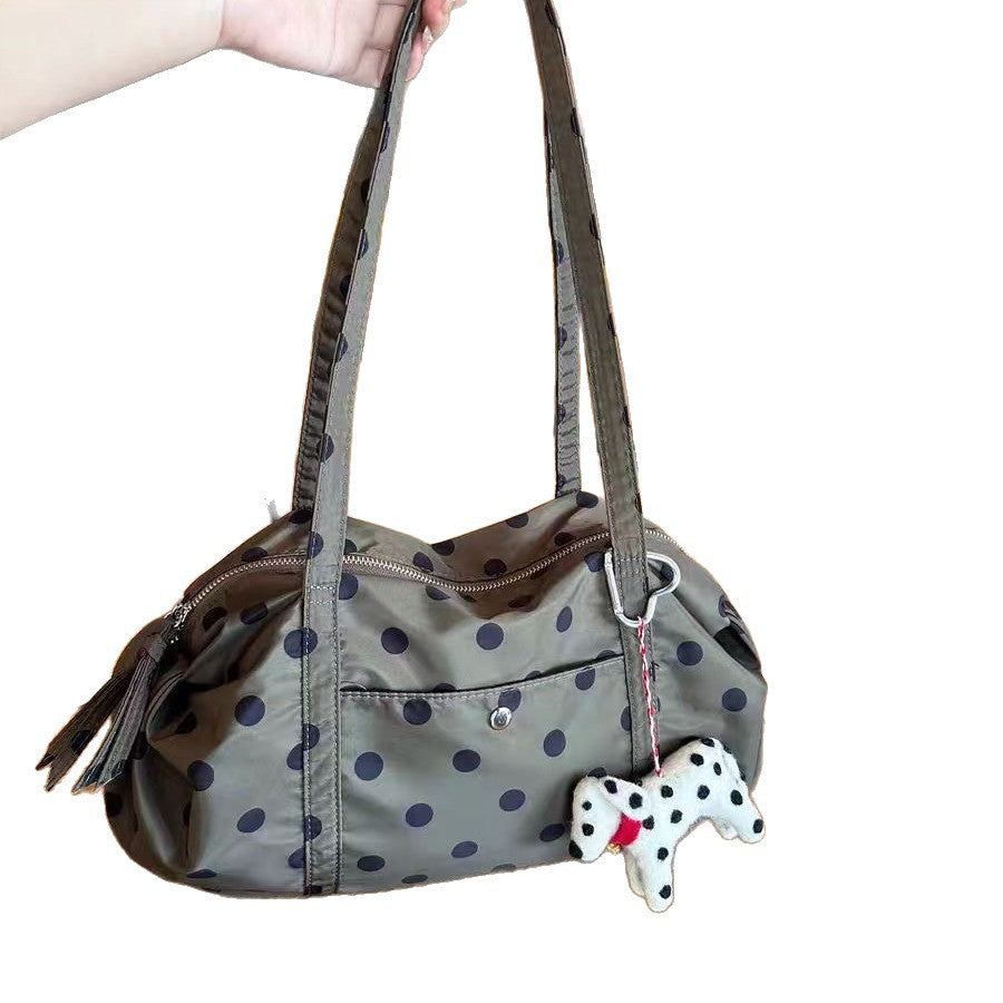 Niche-designed Polka-dot, High-capacity Versatile Nylon Shoulder Bag