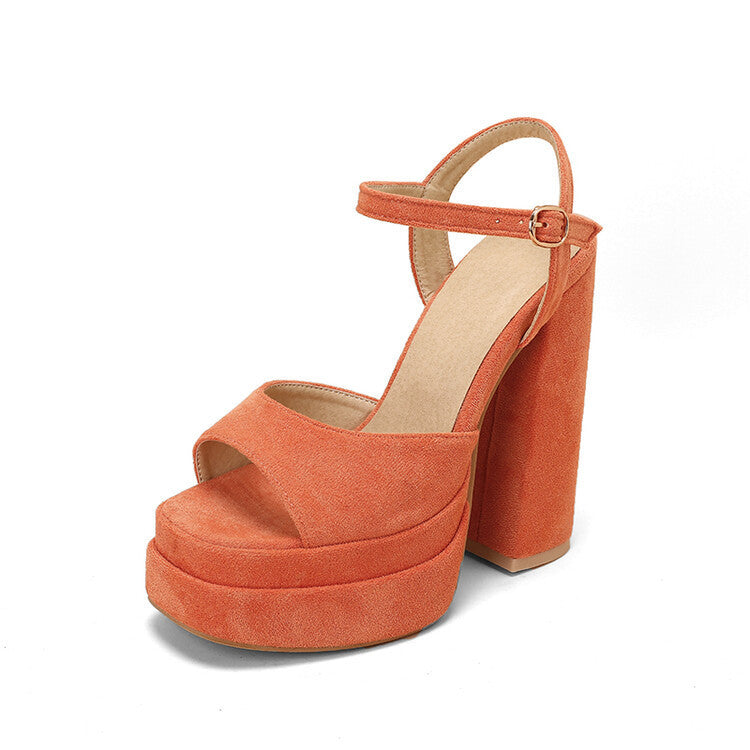 Hollow Chunky Satin High Heel Fish Mouth Women's Shoes