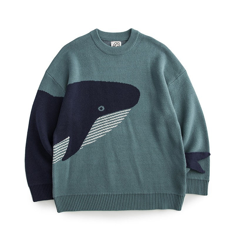 Autumn And Winter New Whale Jacquard Knitted Sweater For Men