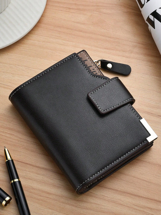 SHABILI Men'S Short Slim Wallet Multi-Slot Fashion New Style Business Soft Leather Vertical Bifold Wallet for Men Wallet Purse Wallet Men Wallet Leather