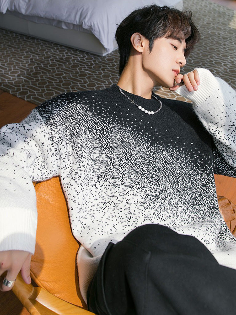 Men's Color Gradient Couple Sweater Loose Needle